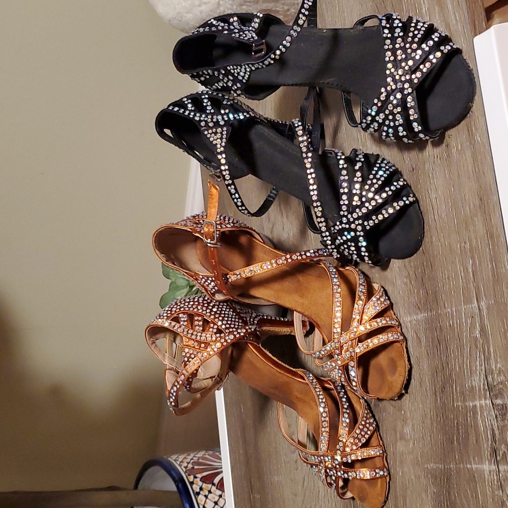 Rhinestone Latin Dance Salsa Shoes 💃BOGO- Size 37